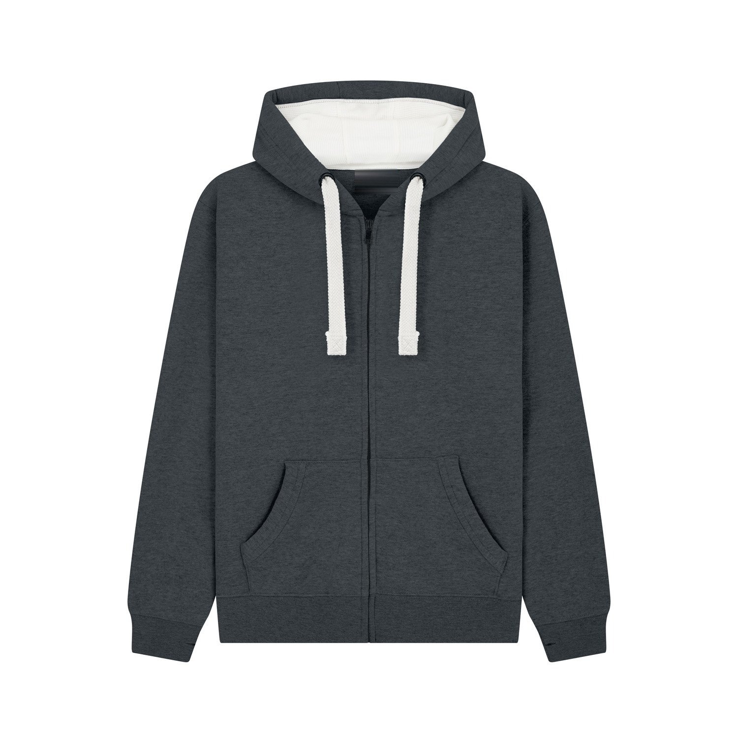 Premium Zip Hoodie in Black Melange
